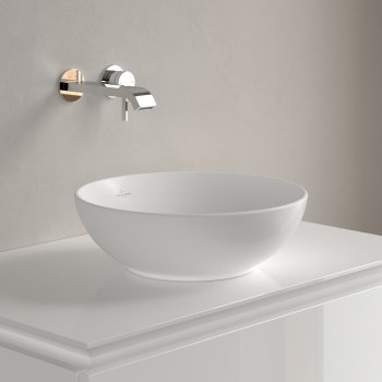 Раковина накладная Villeroy & Boch Loop & Friends, круглая, Ø 38 см, без перелива, stone white